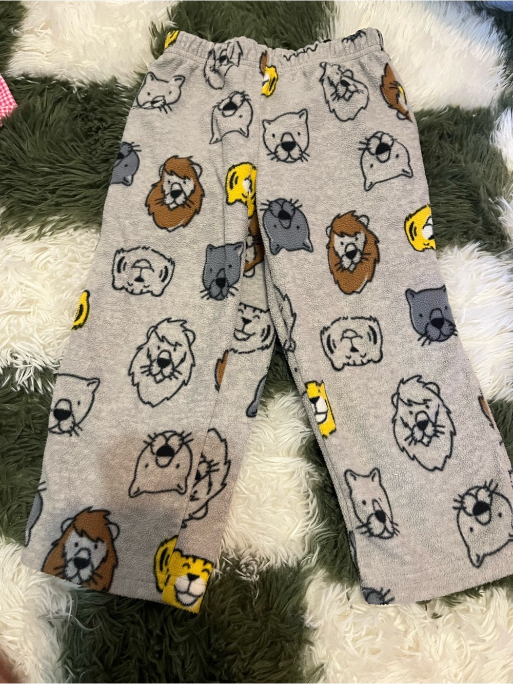 Carter's Gray Fleece Pajama Pants with Animal Faces
